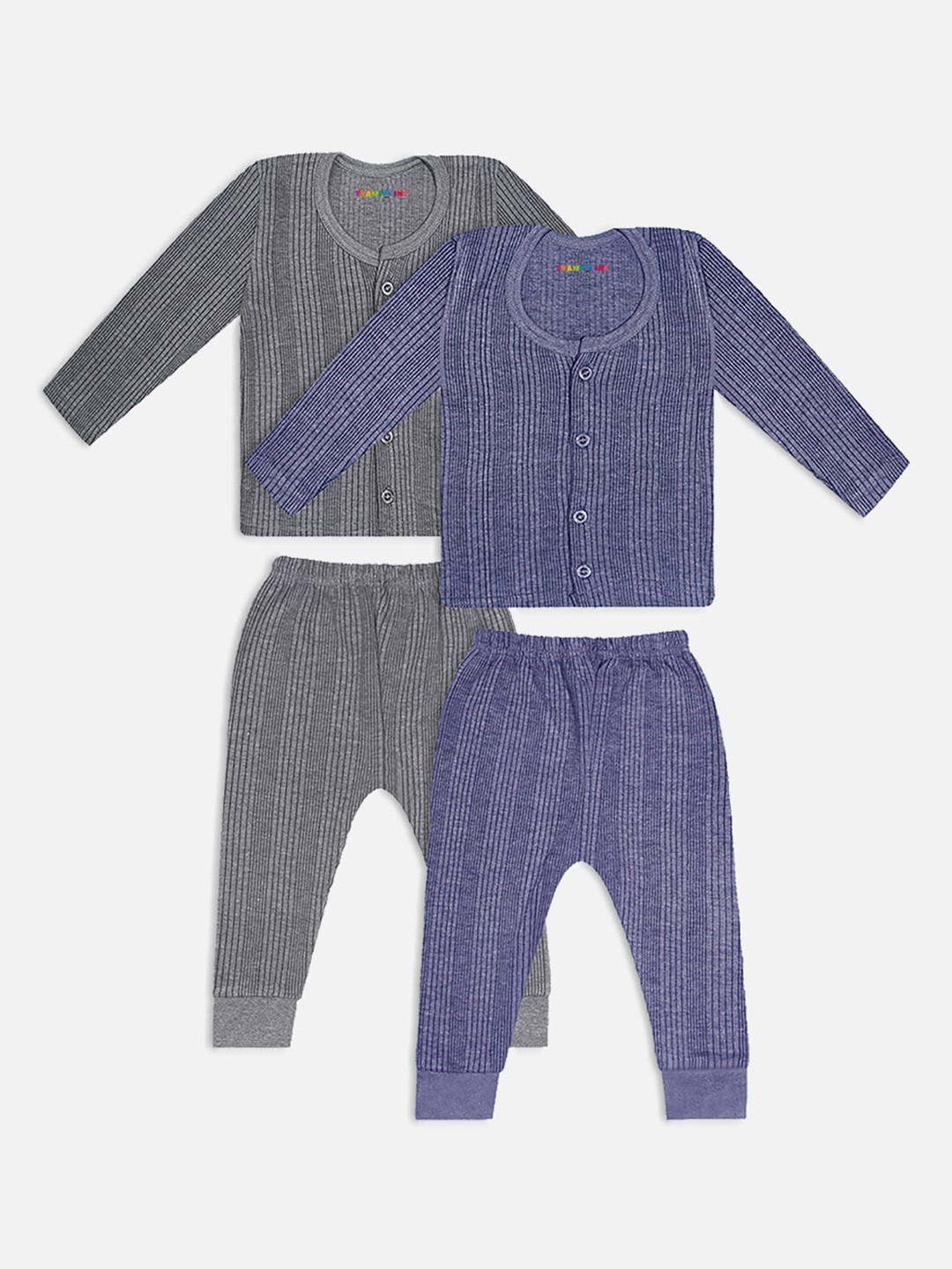 

Trampoline Infants Pack Of 2 Striped Cotton Thermal Set, Grey