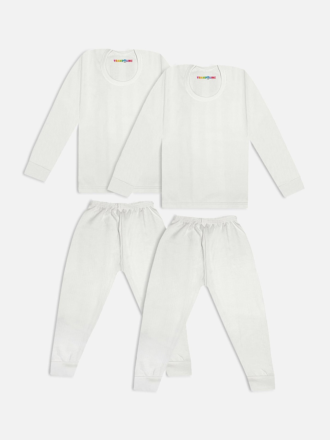 

Trampoline Infant Kids Pack Of 2 Striped Cotton Thermal Set, White