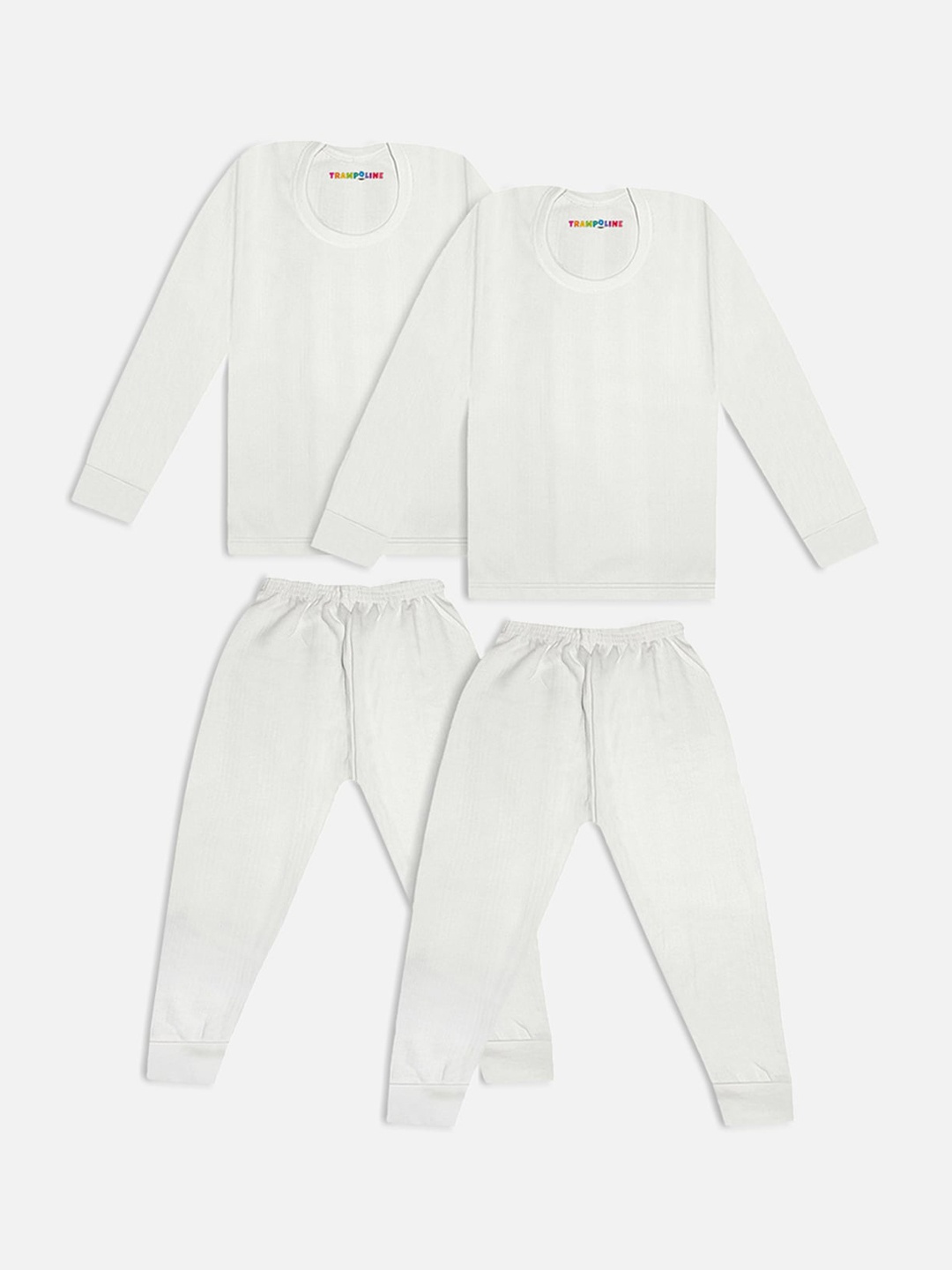 

Trampoline Infant Kids Pack Of 2 Striped Cotton Thermal Set, White