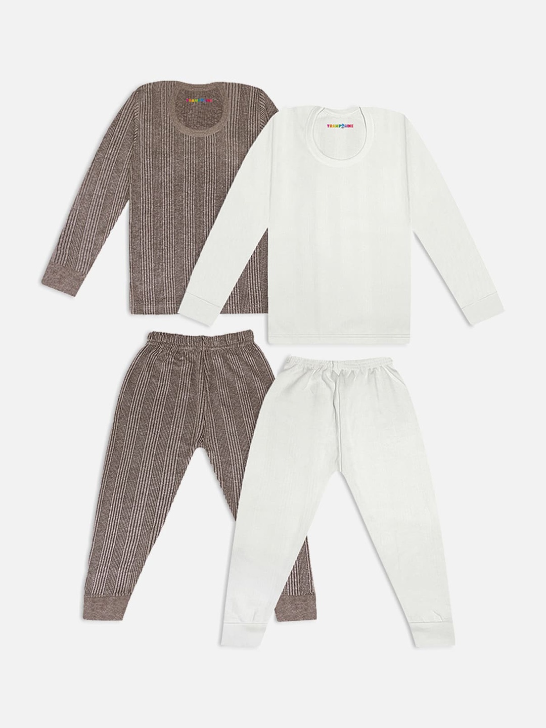 

Trampoline Kids Pack Of 2 Striped Cotton Thermal Set, Brown