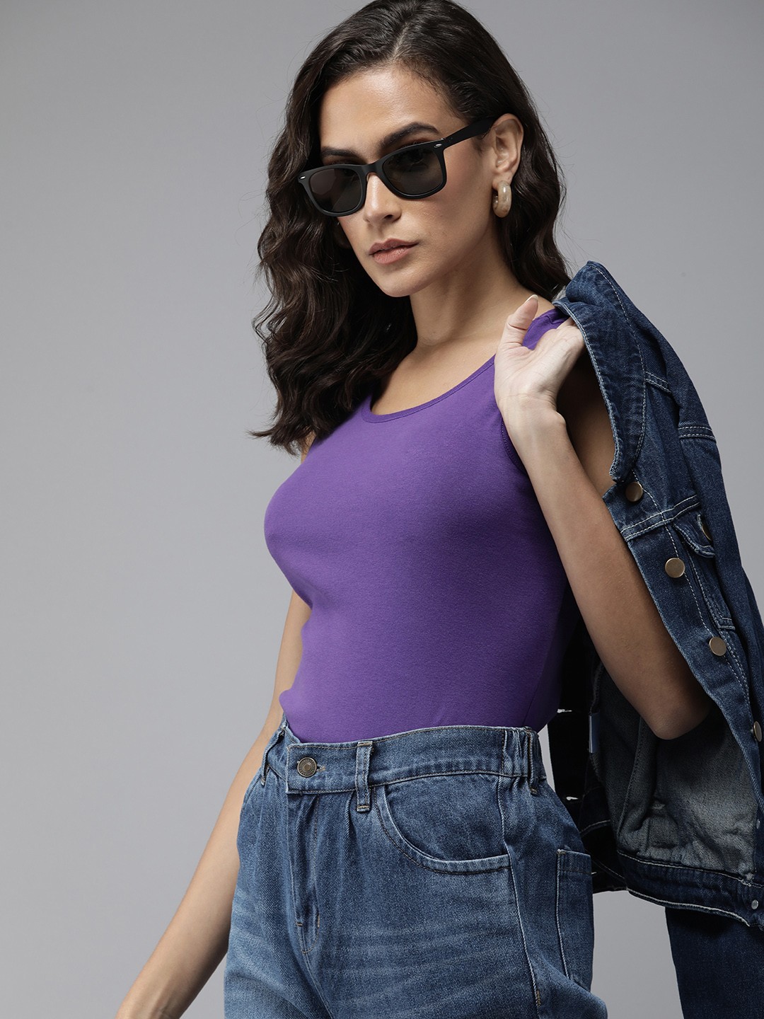 

Roadster Women Solid Tank Top, Purple