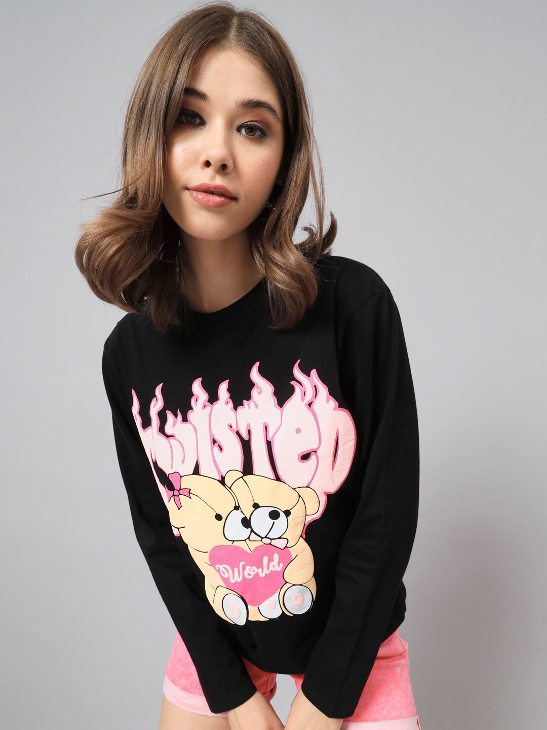 

The Dry State Typography Printed Drop Shoulder Sleeves Loose Cotton T-shirt, Black