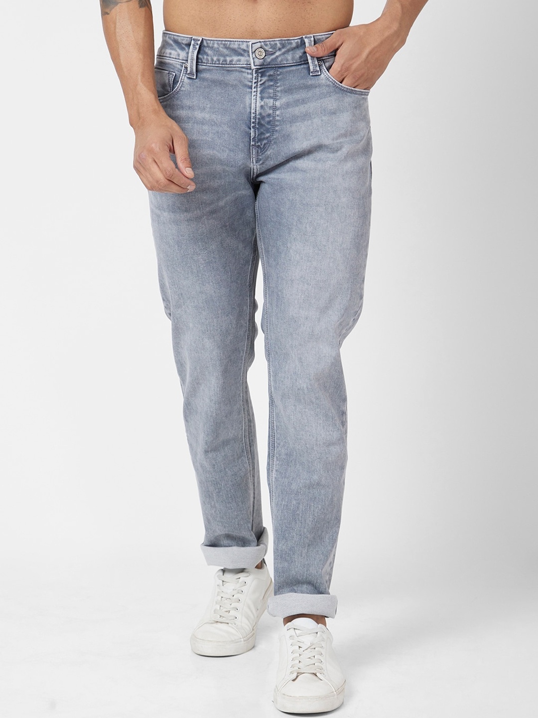 

SPYKAR Men Grey Relaxed Fit Heavy Fade Clean Look Stretchable Jeans