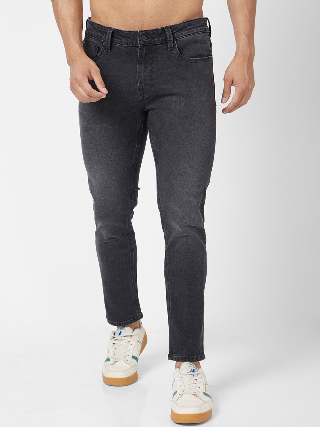 

SPYKAR Men Super Skinny Fit Low-Rise Light Fade Stretchable Jeans, Black