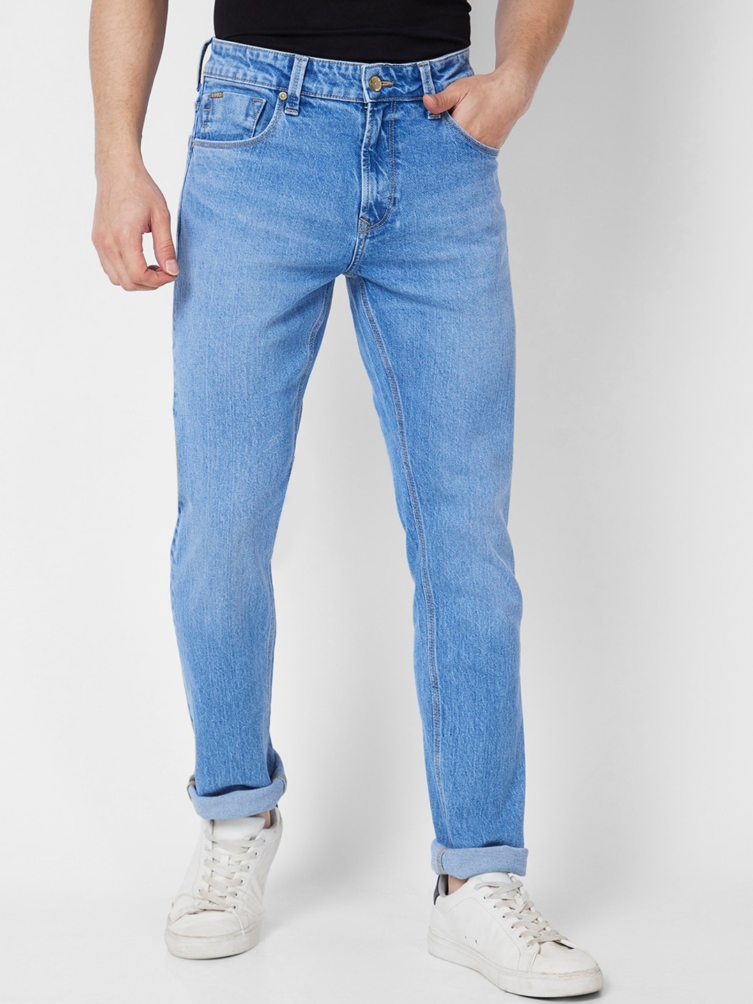 

SPYKAR Men Clean Look Mid Rise Stretchable Cotton Jeans, Blue