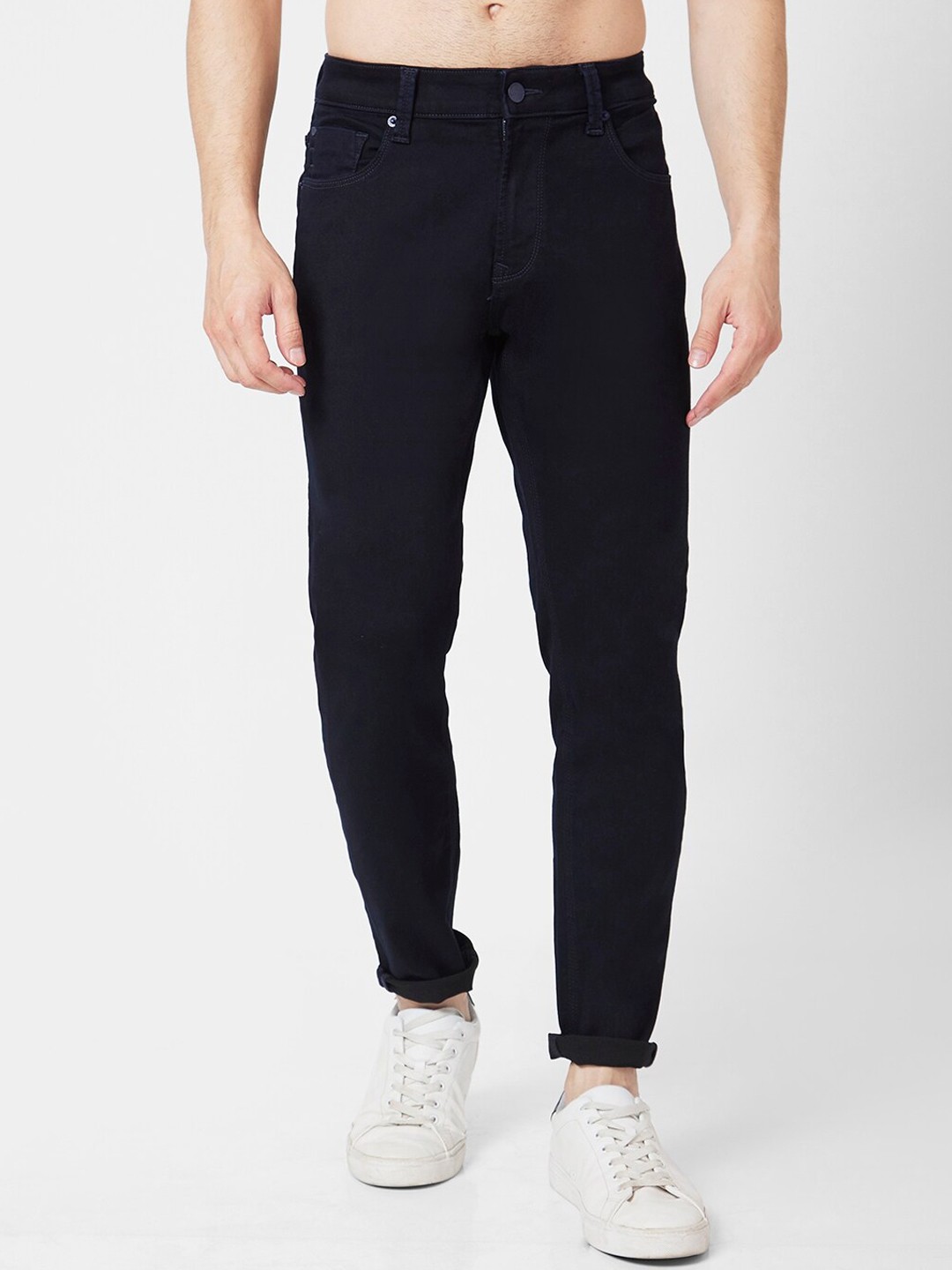 

SPYKAR Men Kano Slim Fit Cotton Mid-Rise Clean Look Jeans, Blue