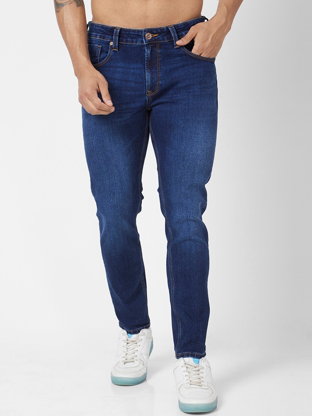 

SPYKAR Men Clean Look Kano Slim Fit Light Fade Stretchable Jeans, Blue