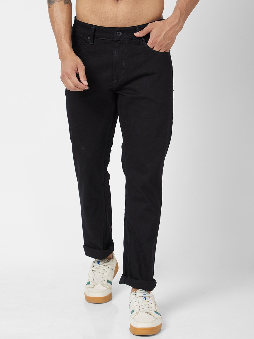 

SPYKAR Men Mid-Rise Clean Look Stretchable Jeans, Black