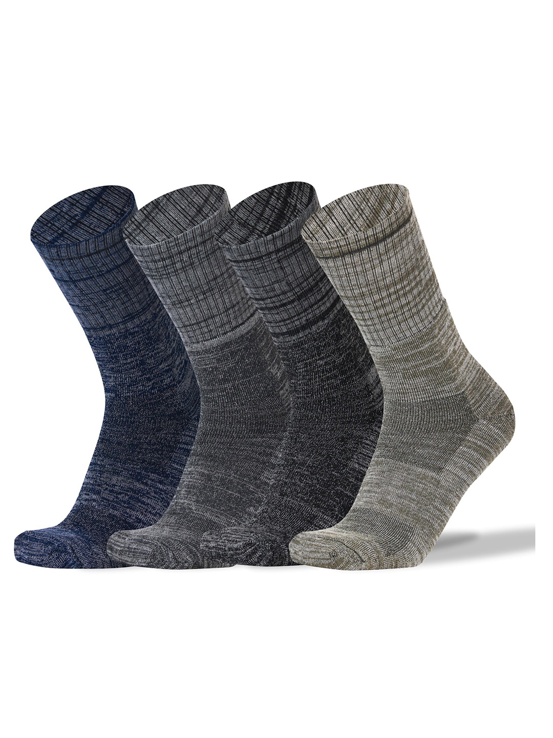 

RC. ROYAL CLASS Men Pack Of 4 Patterned Calf Length Socks, Black