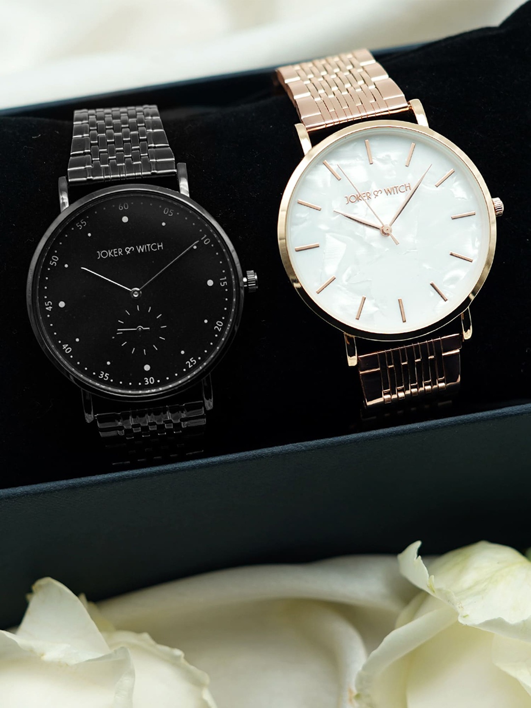 

JOKER & WITCH Unisex Wesley & Buttercup Couple Watches Gift Set JWCW218, Black