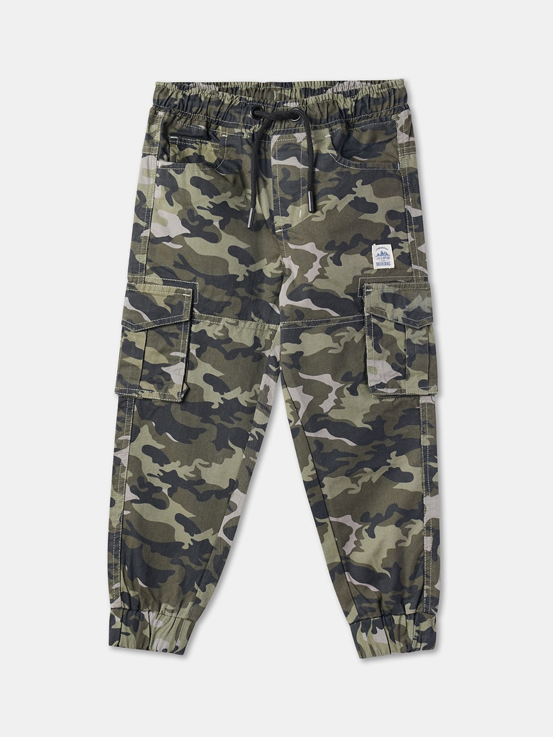 

R&B Boys Camouflage Printed Smart Cargos Trousers, Olive