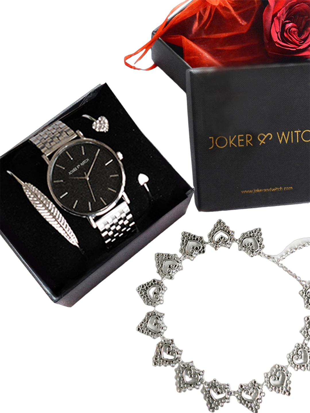 

JOKER & WITCH Women Analogue Watch Gift Set JWLS04, Silver