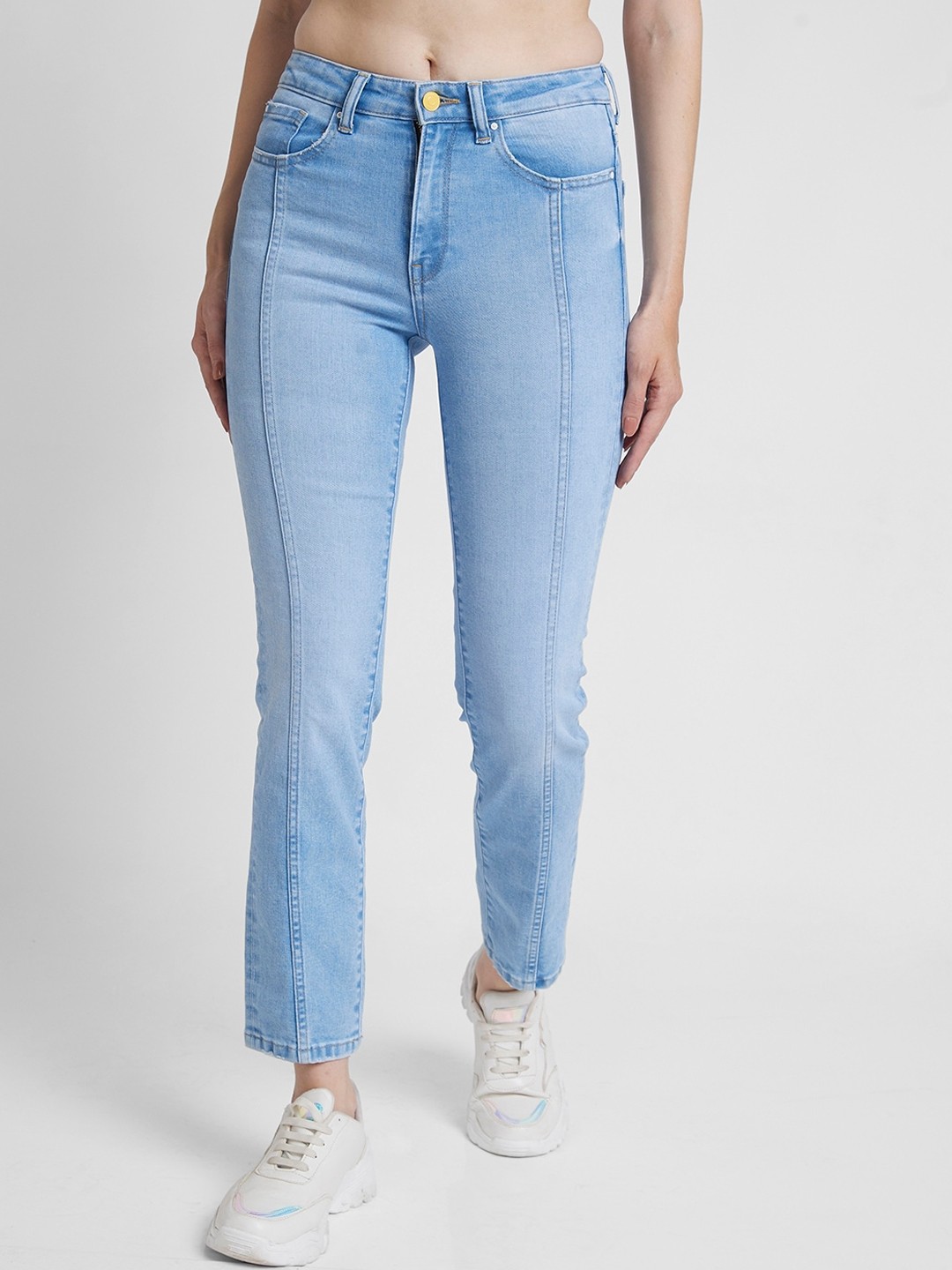 

SPYKAR Women Straight Fit Clean Look Heavy Fade Stretchable Jeans, Blue