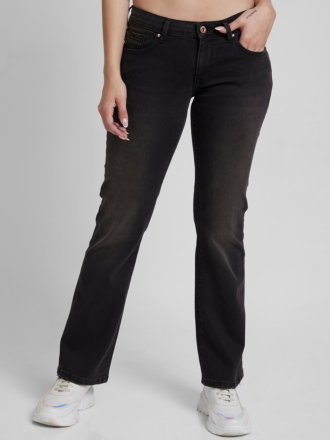 

SPYKAR Women Elissa Bootcut Fit Clean Look Stretchable Jeans, Black