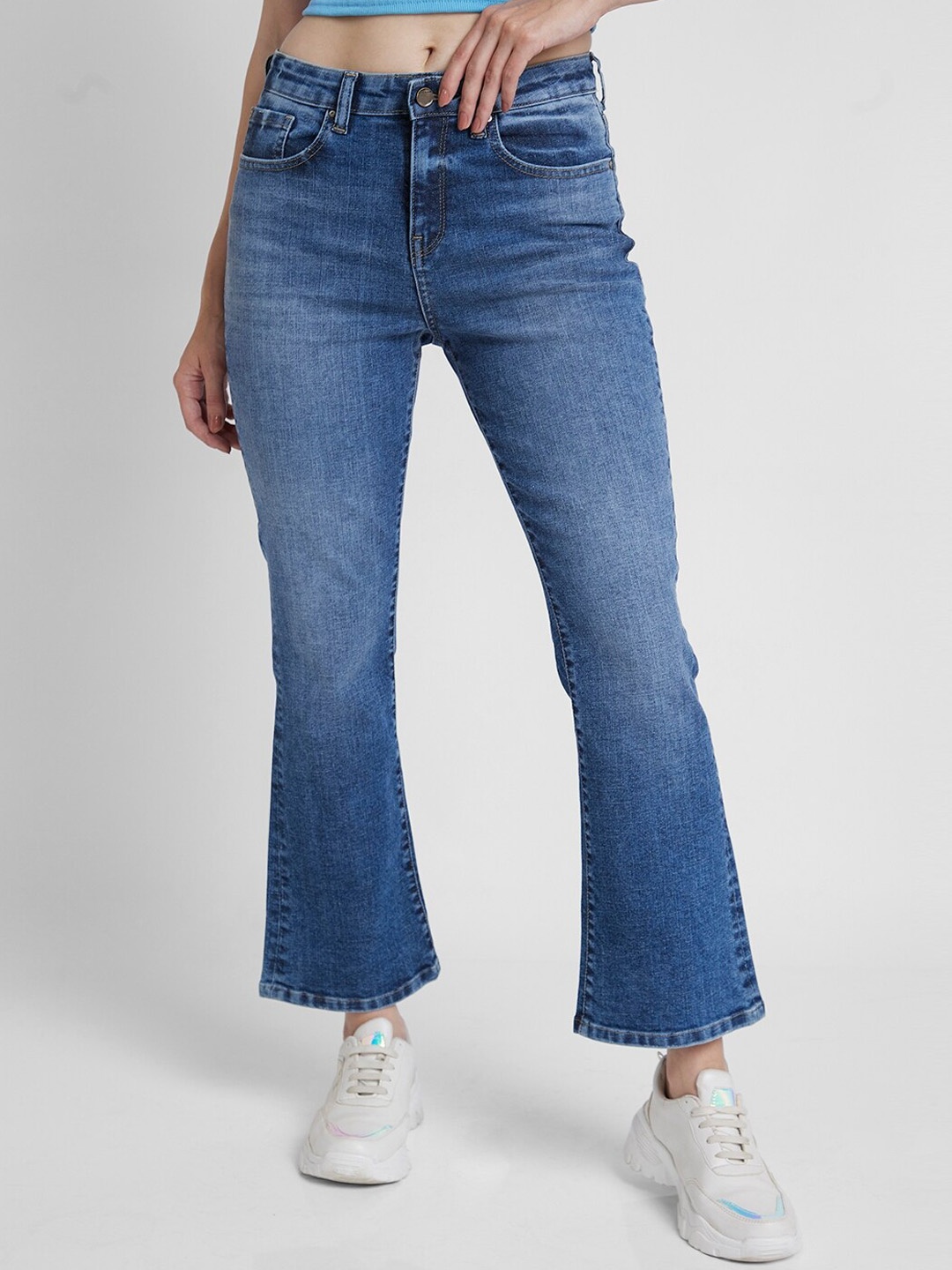 

SPYKAR Women Elissa Bootcut Clean Look High-Rise Stretchable Jeans, Blue