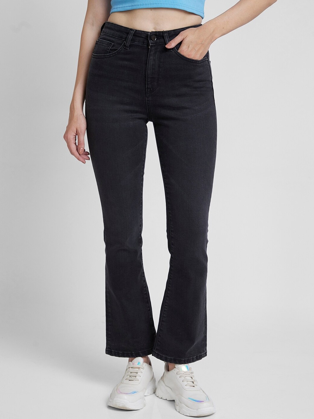 

SPYKAR Women Elissa Bootcut Clean Look High-Rise Stretchable Jeans, Black