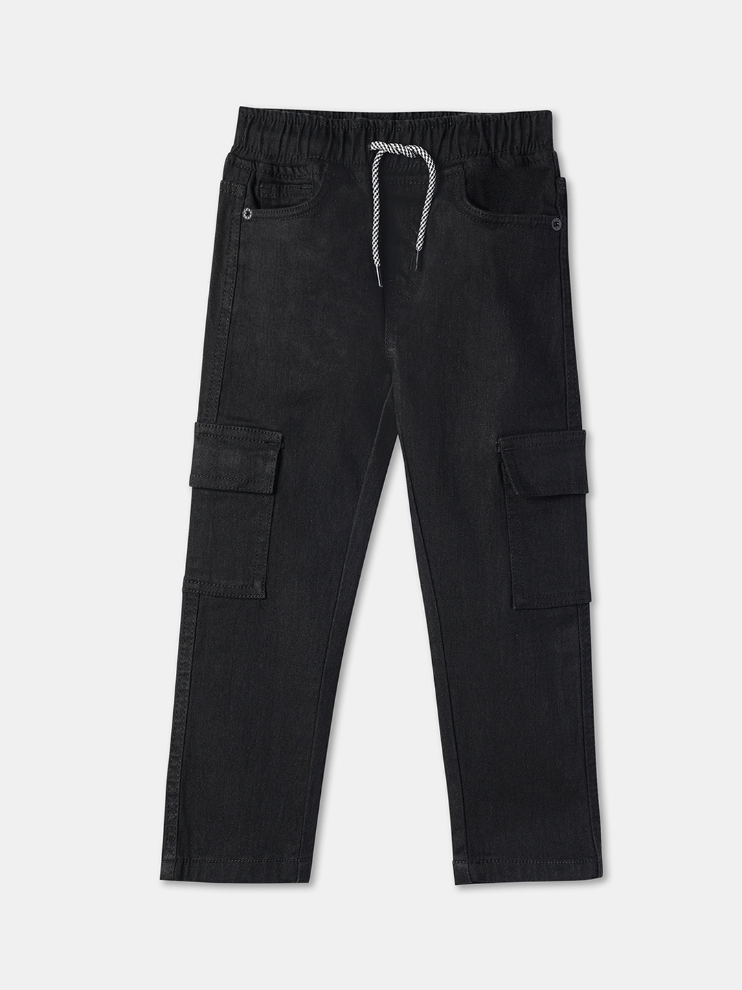 

R&B Boys Clean Look Light Fade Mid Raise Non Stretchable Jeans, Black