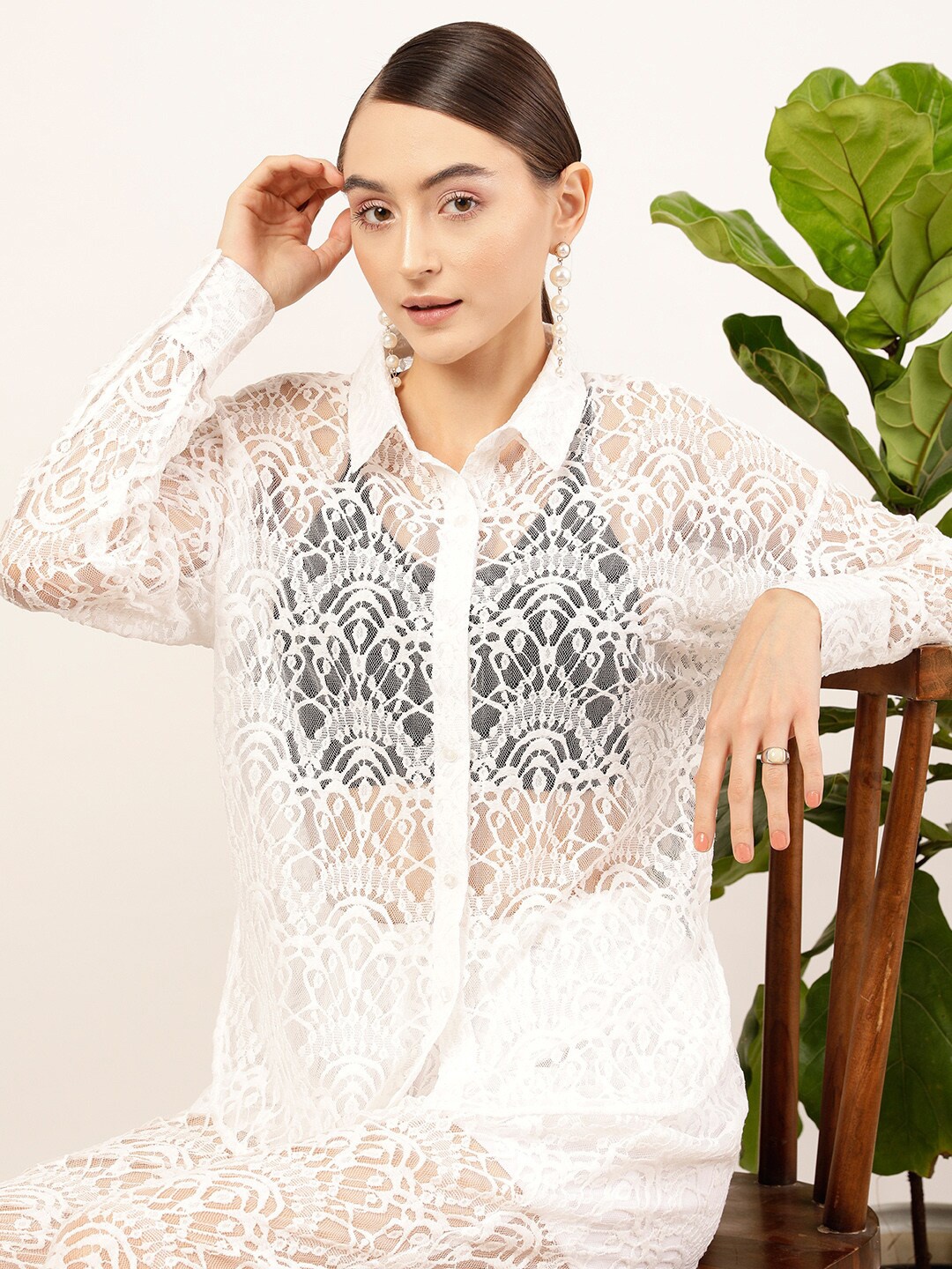

STREET 9 White Contemporary Self Design Casual Shirt