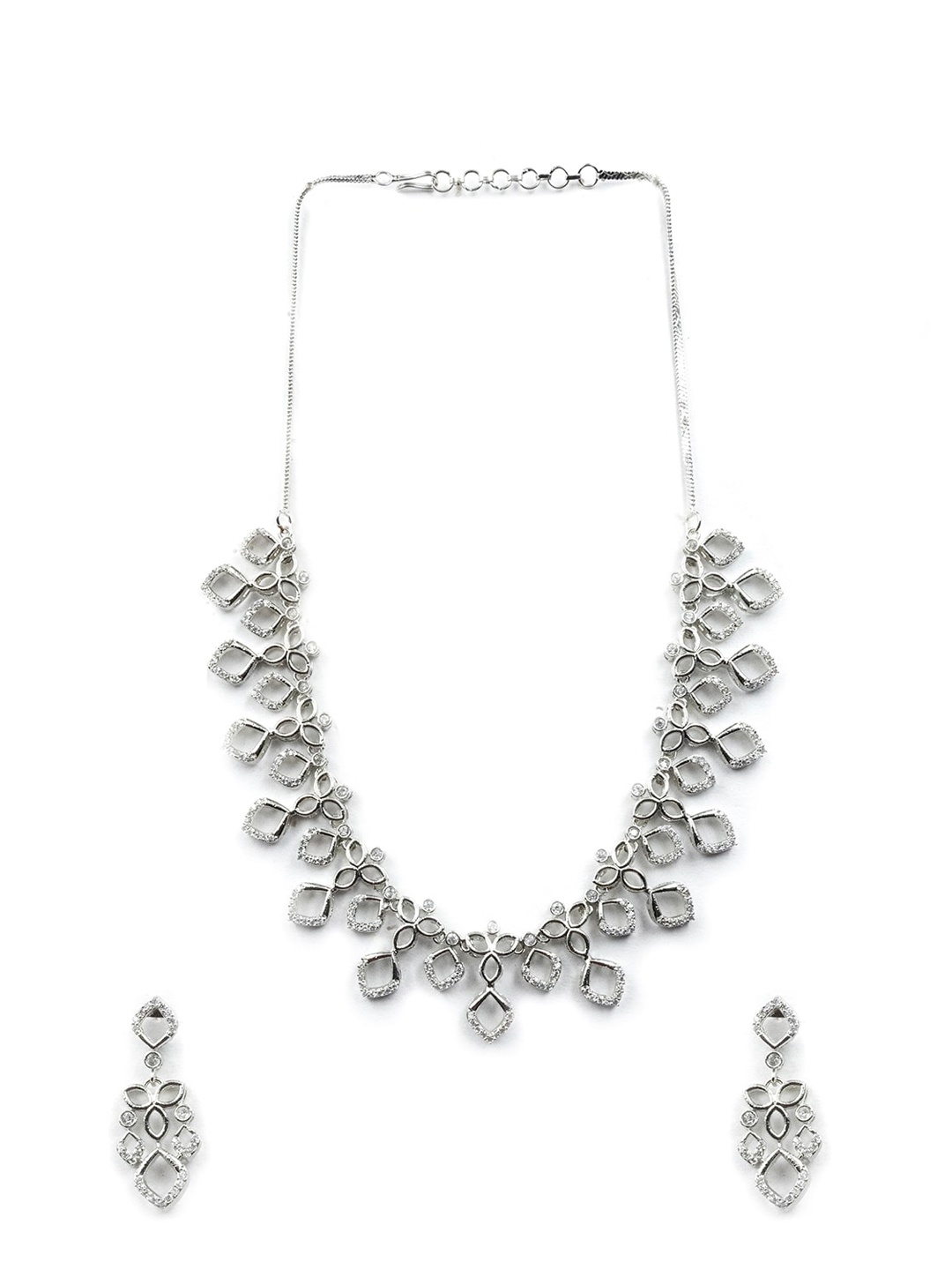 

StileAdda Silver-plated American Diamond Studded Jewellery Set