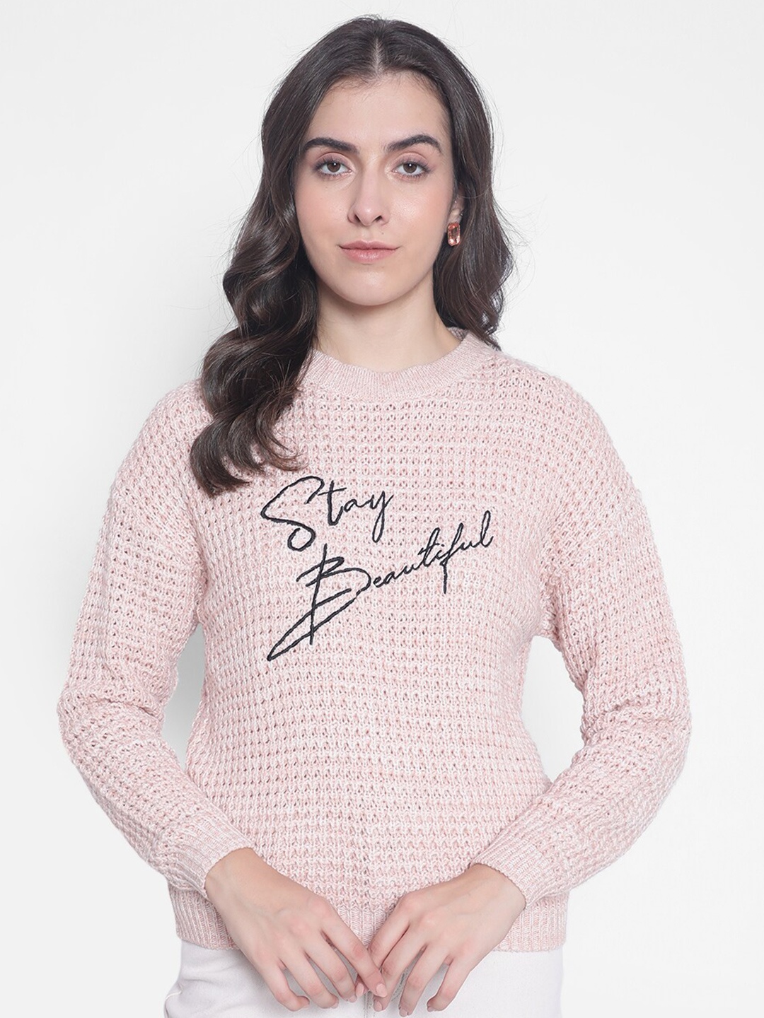 

Crimsoune Club Self Design Acrylic Pullover, Pink
