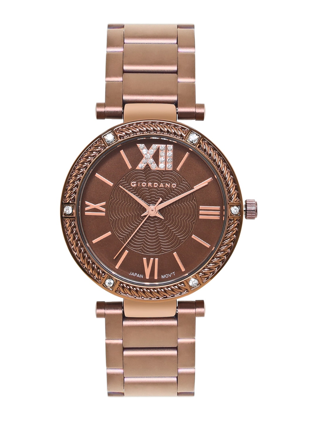 

GIORDANO Women Embellished Dial & Bracelet Style Straps Analogue Watch GZ-60064-33, Coffee brown