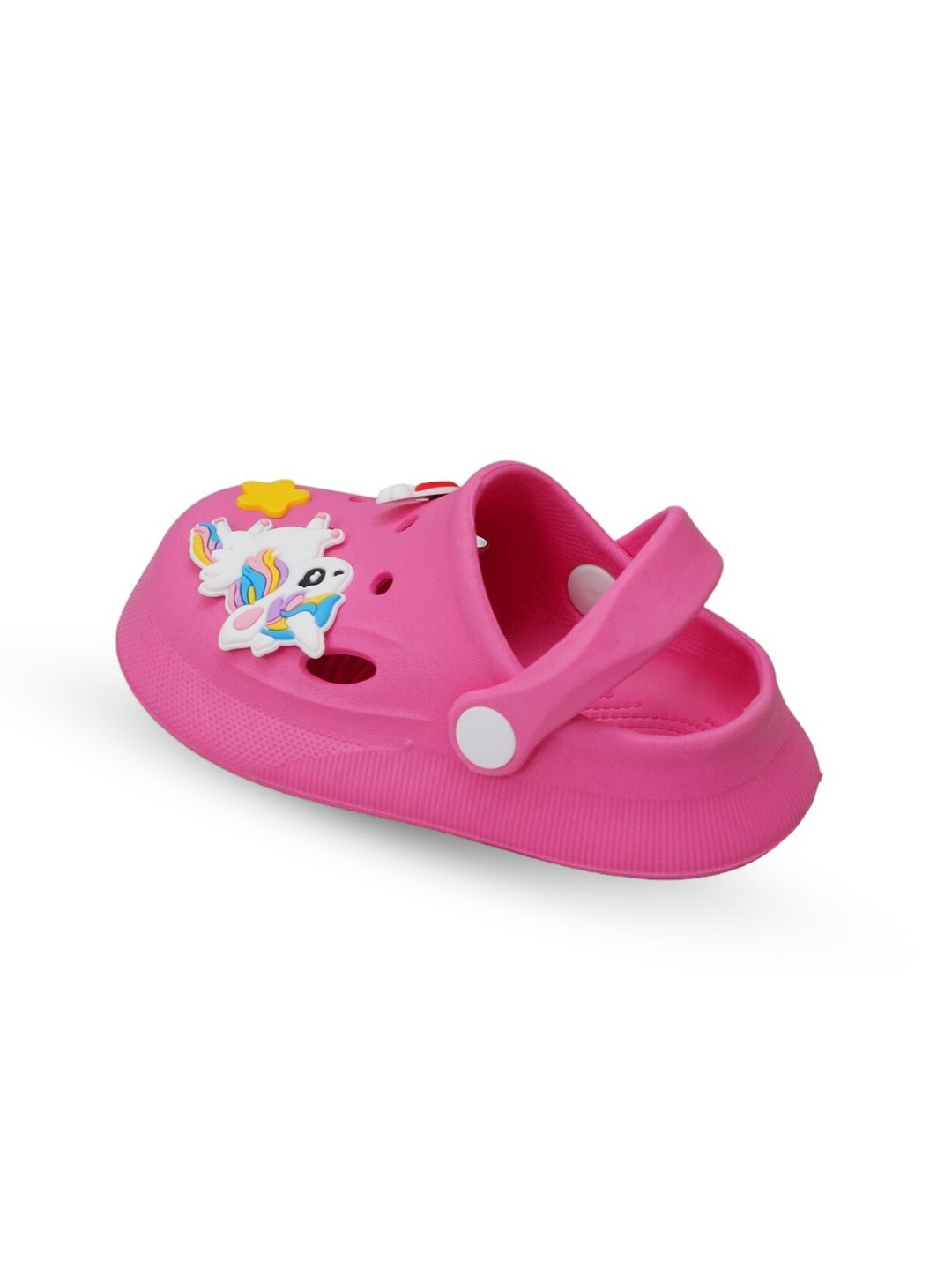 

Yellow Bee Girls Unicorn And Rainbow Applique Clogs, Fuchsia