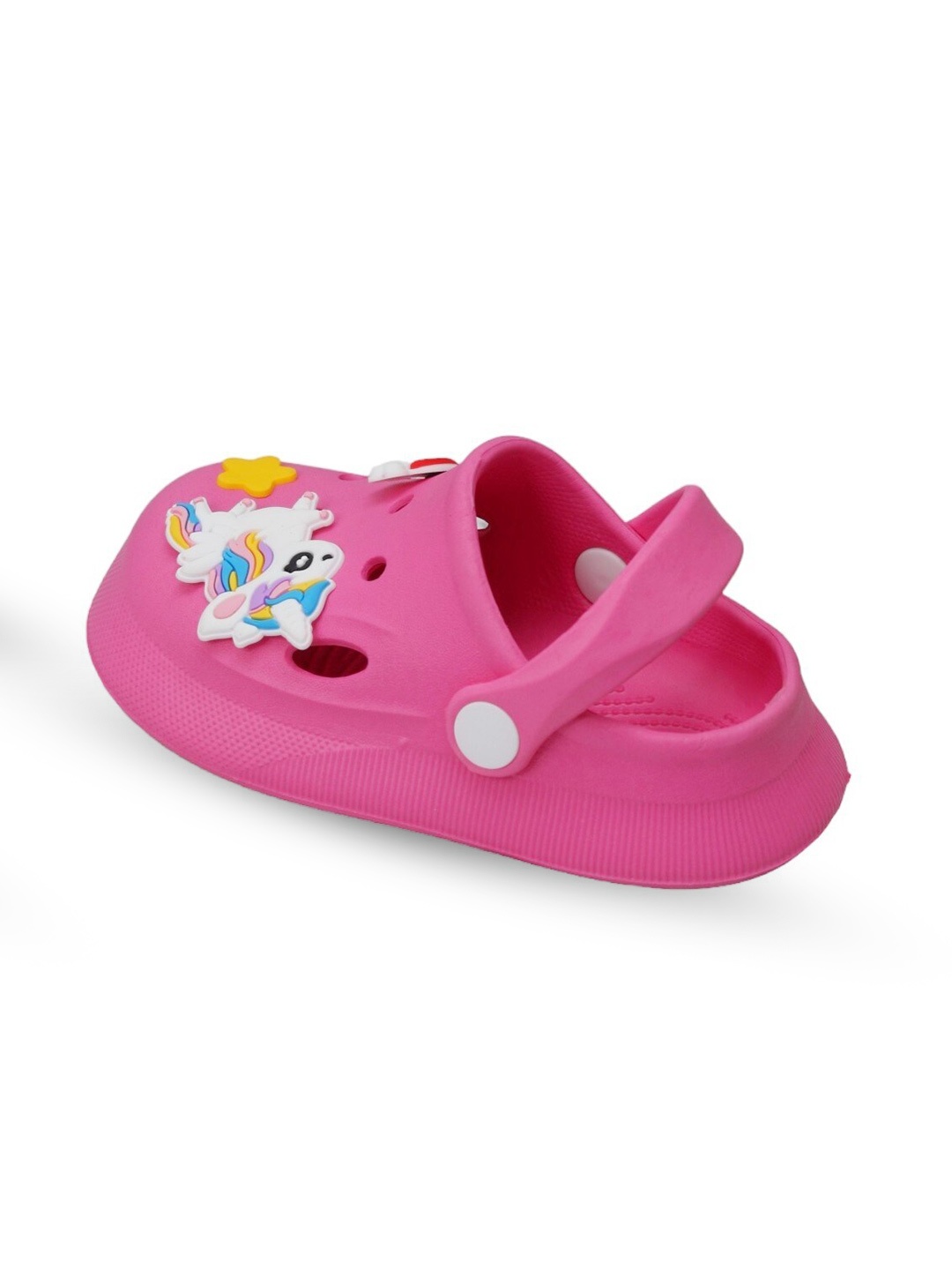 

Yellow Bee Girls Unicorn And Rainbow Applique Clogs, Fuchsia