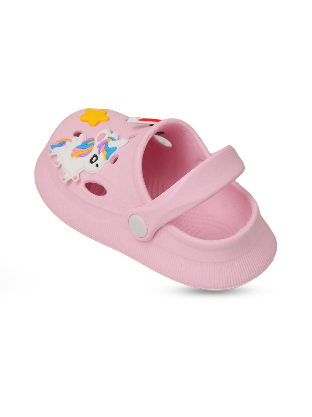 

Yellow Bee Girls Unicorn & Rainbow Jibbitz Rubber Clogs, Pink