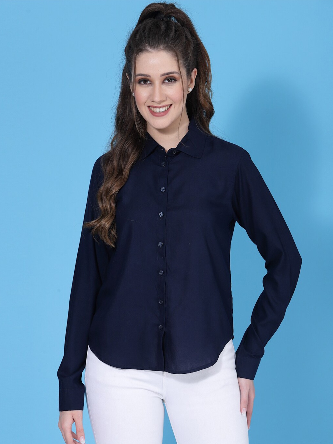 

BAESD Standard Spread Collar Formal Shirt, Navy blue