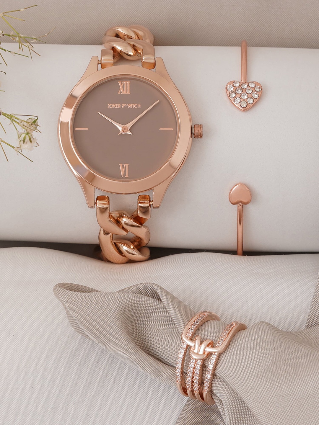 

JOKER & WITCH Women Watch Gift Set, Taupe