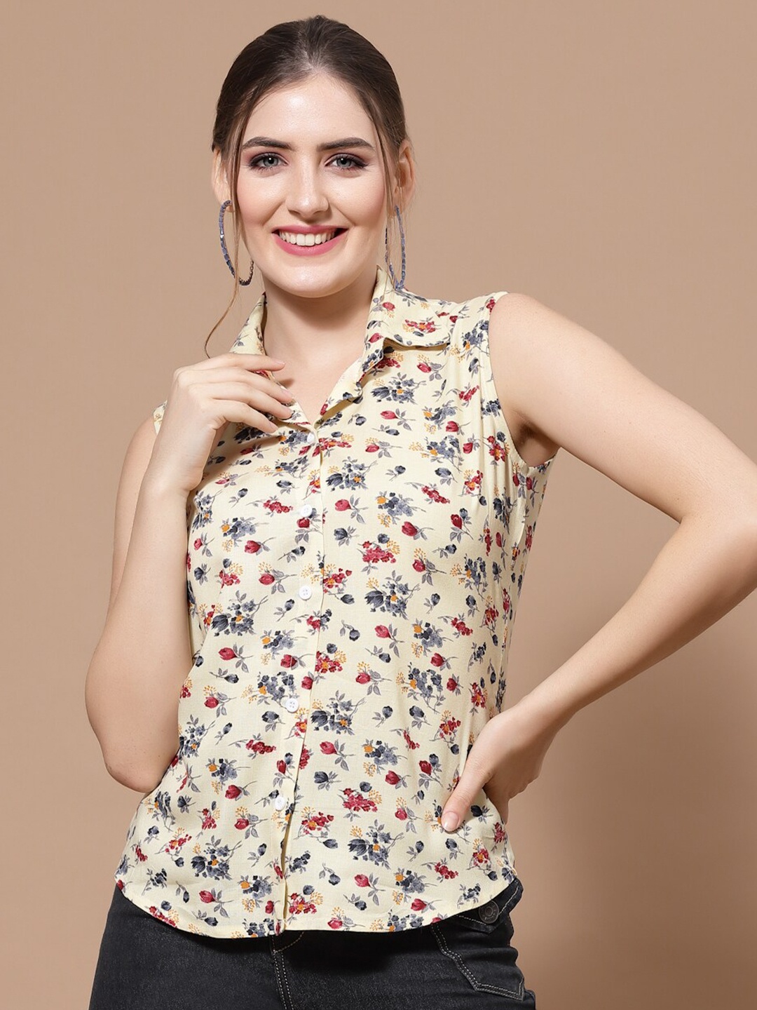 

BAESD Floral Printed Standard Regular Fit Casual Shirt, Yellow