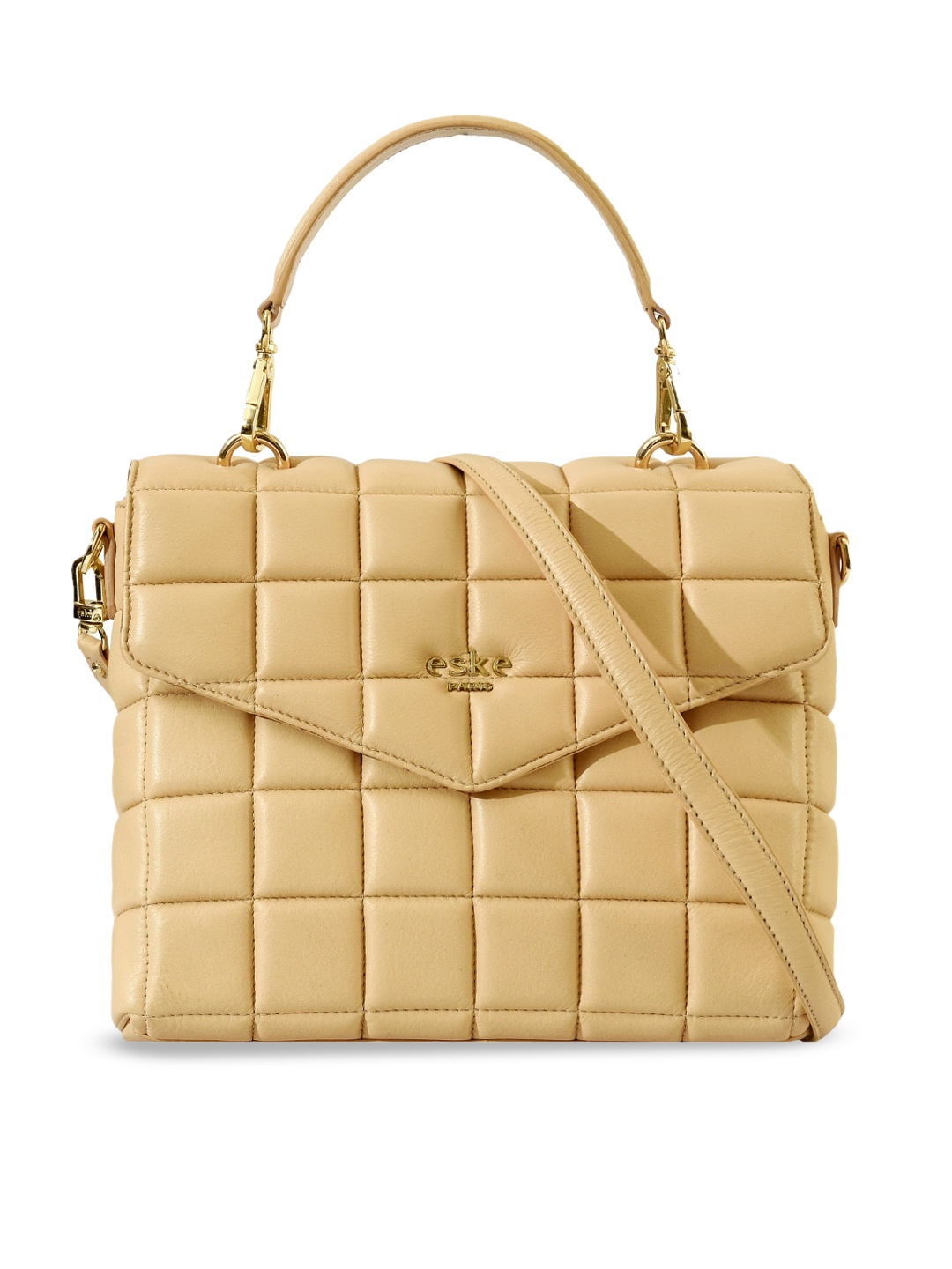 

Eske Quilted Leather Satchel Bag, Beige