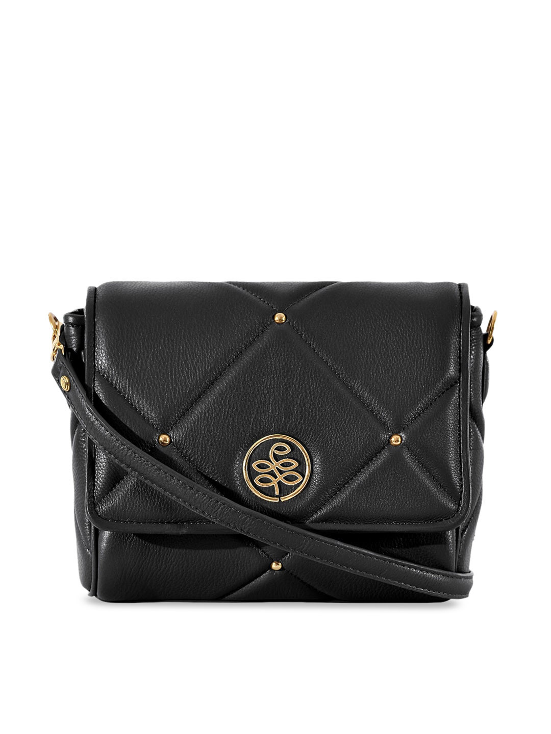

Eske Textured Leather Structured Sling Bag, Black