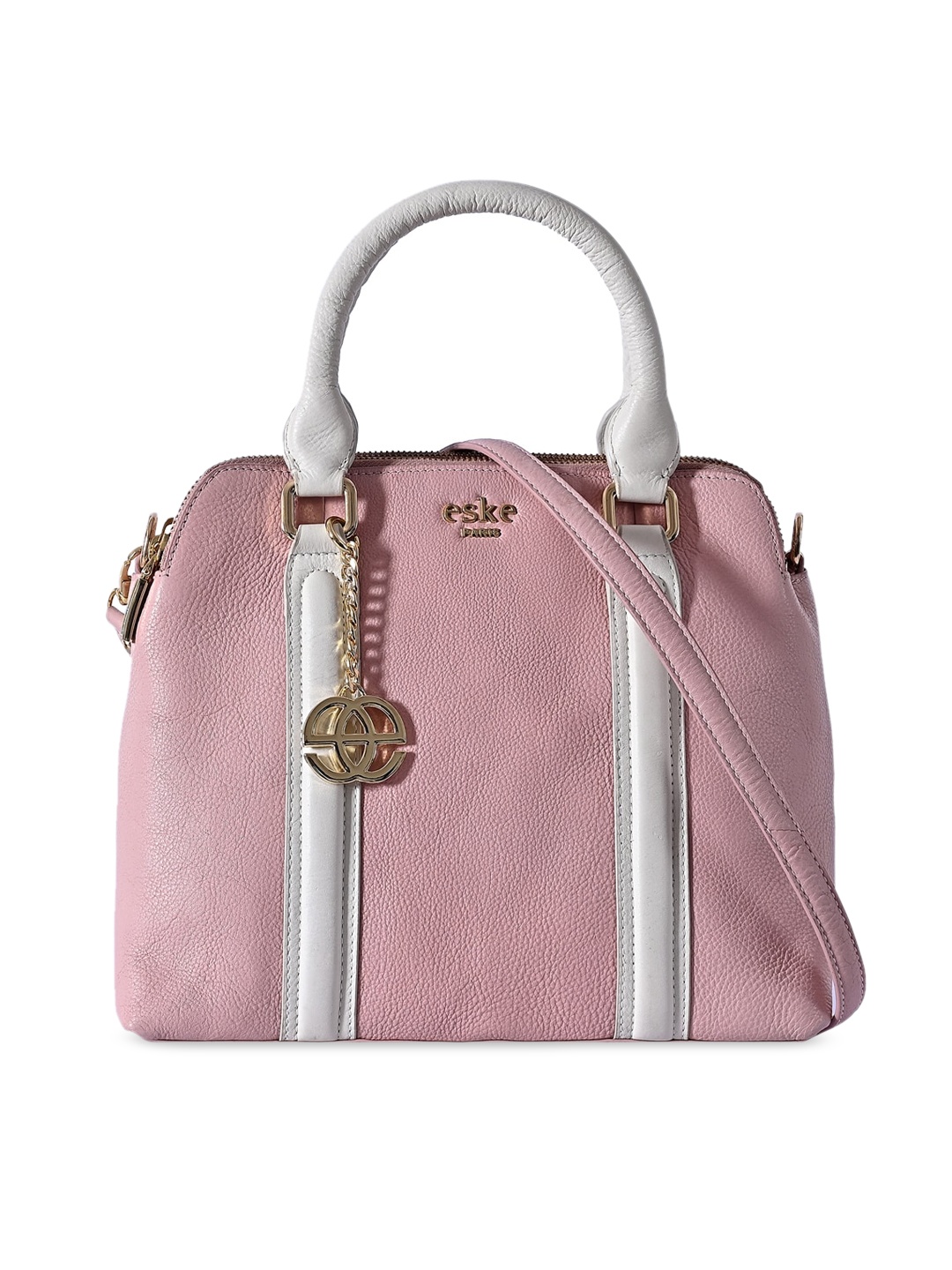 

Eske Textured Leather Satchel Bag, Pink