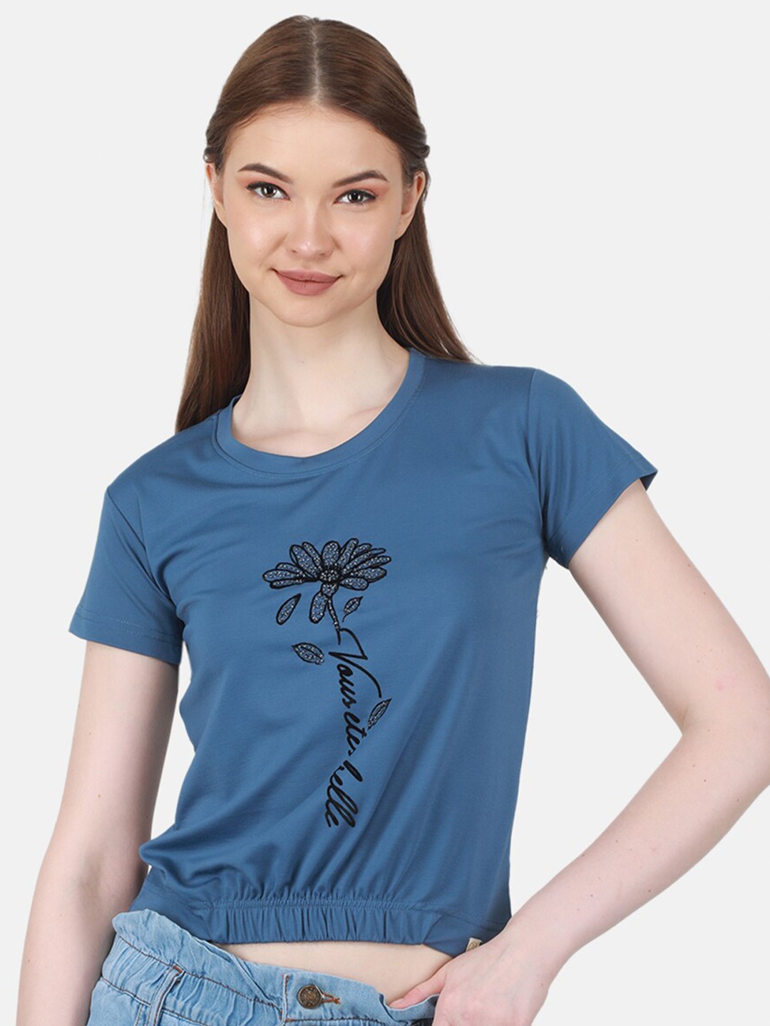 

Duke Floral Printed Blouson Top, Blue