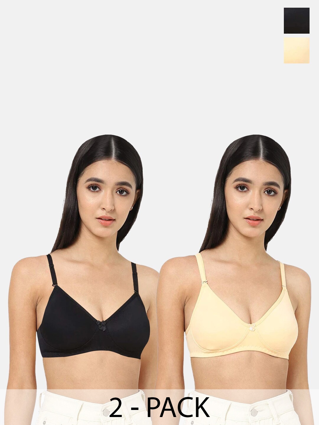 

intimacy LINGERIE Pack Of 2 Non-Wired Non-Padded Seamless Everyday Bra All Day Comfort, Black