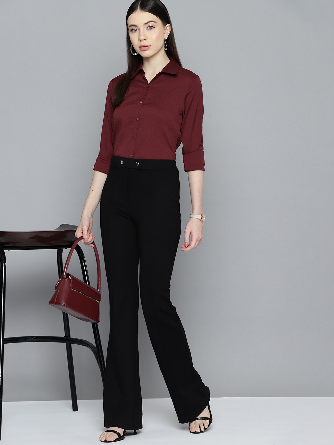 

Chemistry Women Solid Opaque Casual Shirt, Maroon