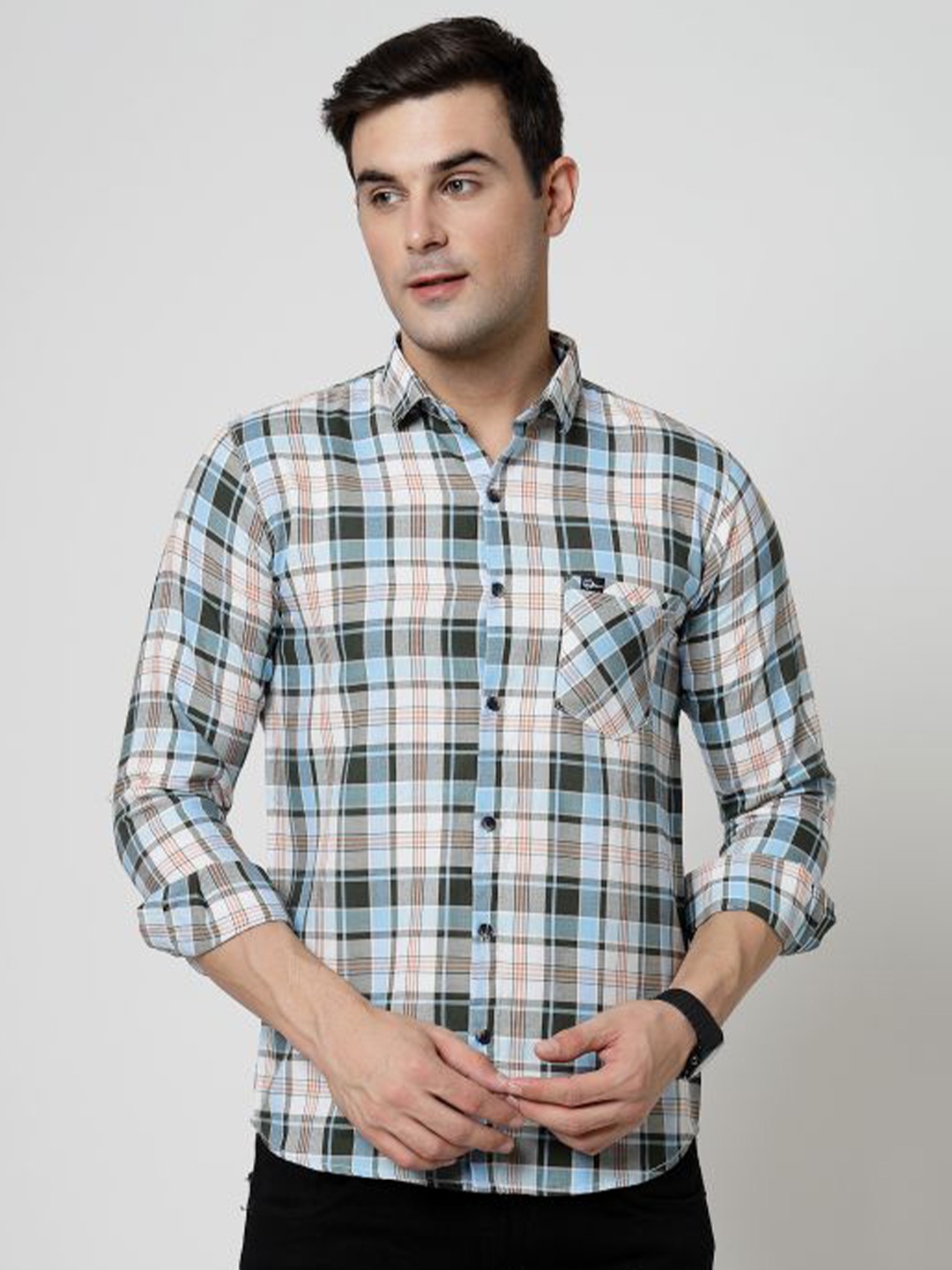 

ADWYN PETER New Tartan Checked Cotton Casual Shirt, White