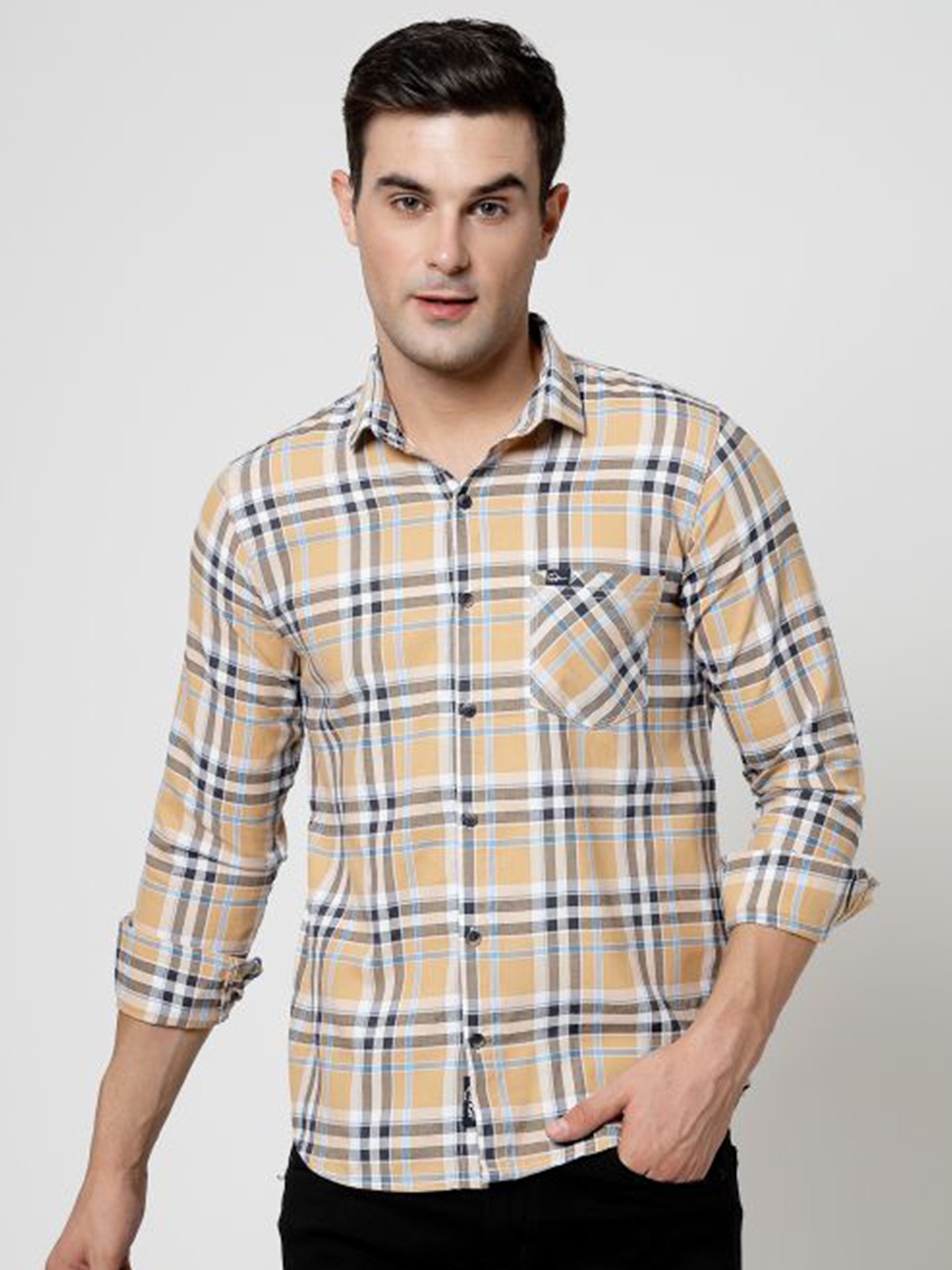 

ADWYN PETER New Tartan Checked Cotton Casual Shirt, Orange