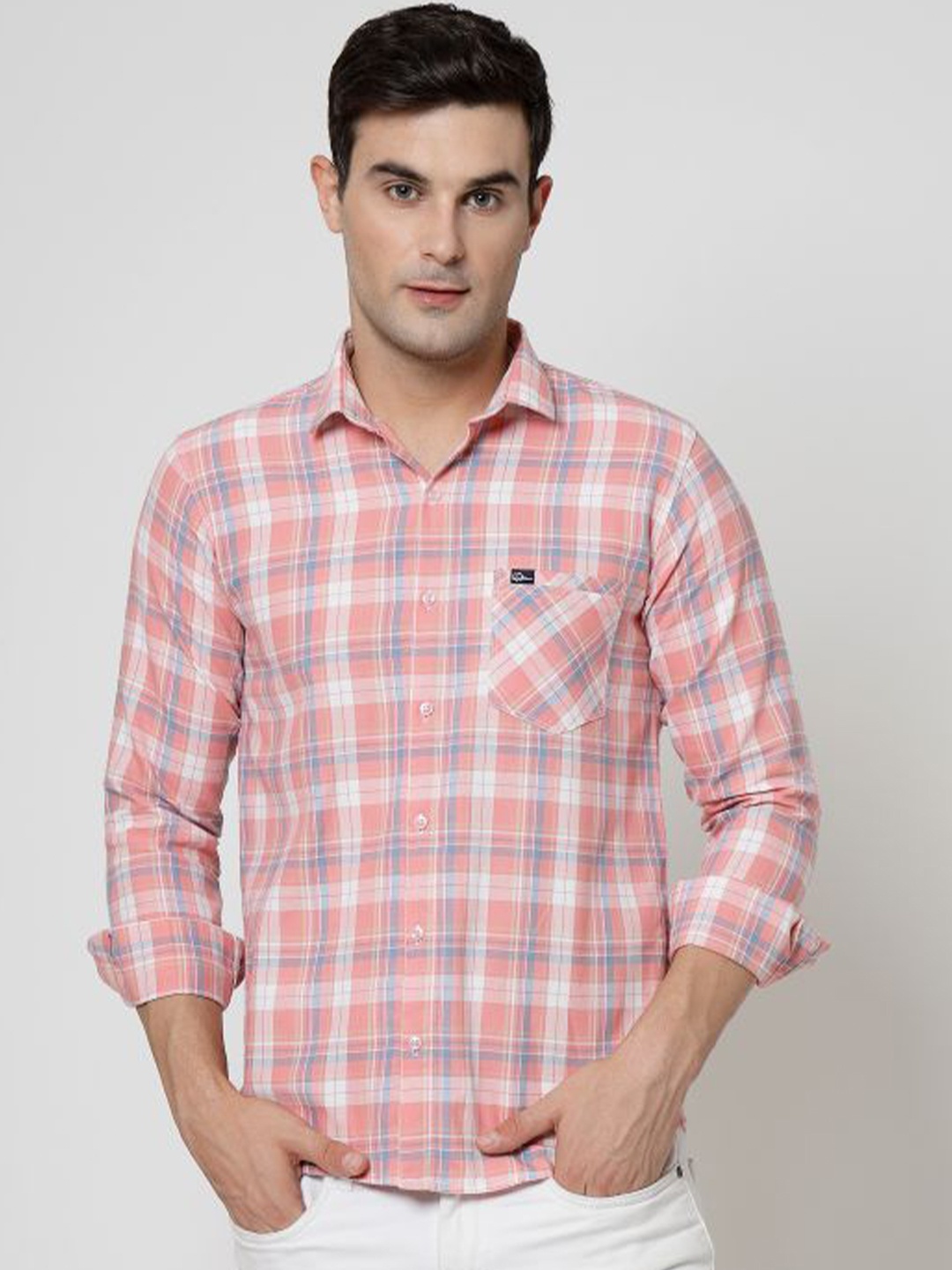 

ADWYN PETER New Tartan Checked Cotton Casual Shirt, Pink