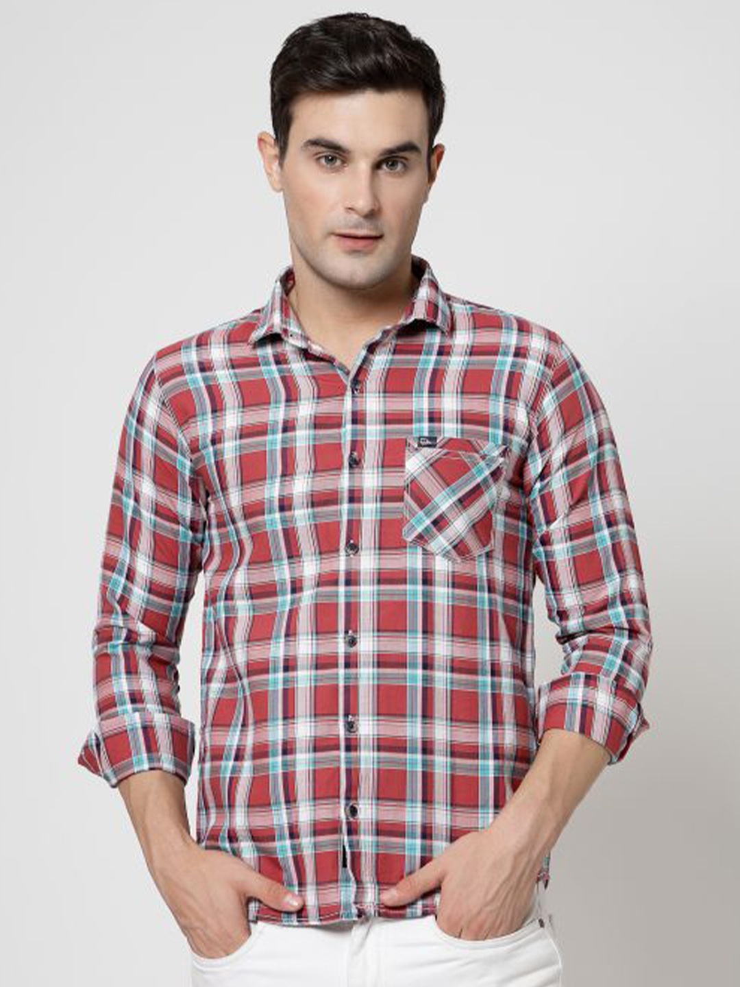 

ADWYN PETER New Tartan Checked Cotton Casual Shirt, Red