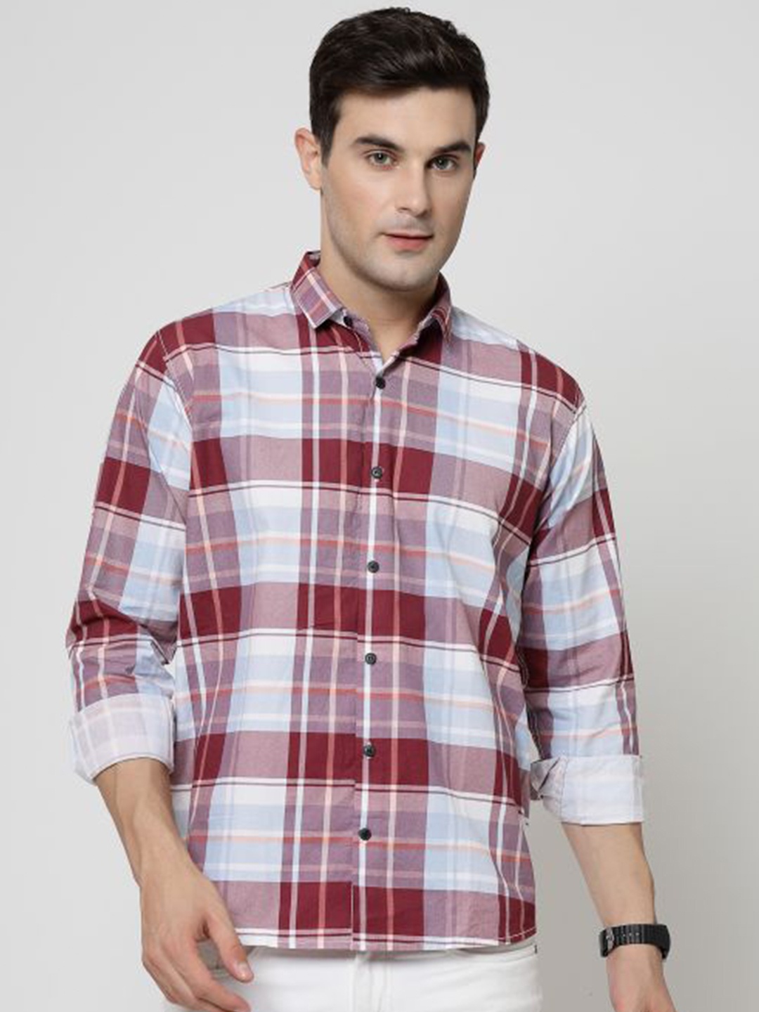 

ADWYN PETER New Tartan Checked Cotton Casual Shirt, Red