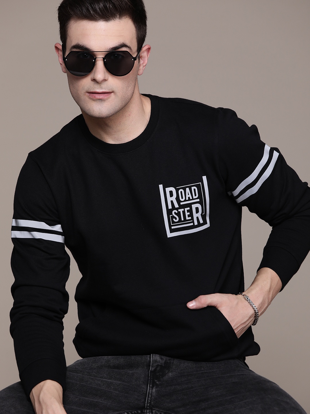 

The Roadster Lifestyle Co. Printed Detail Sweatshirt, Black