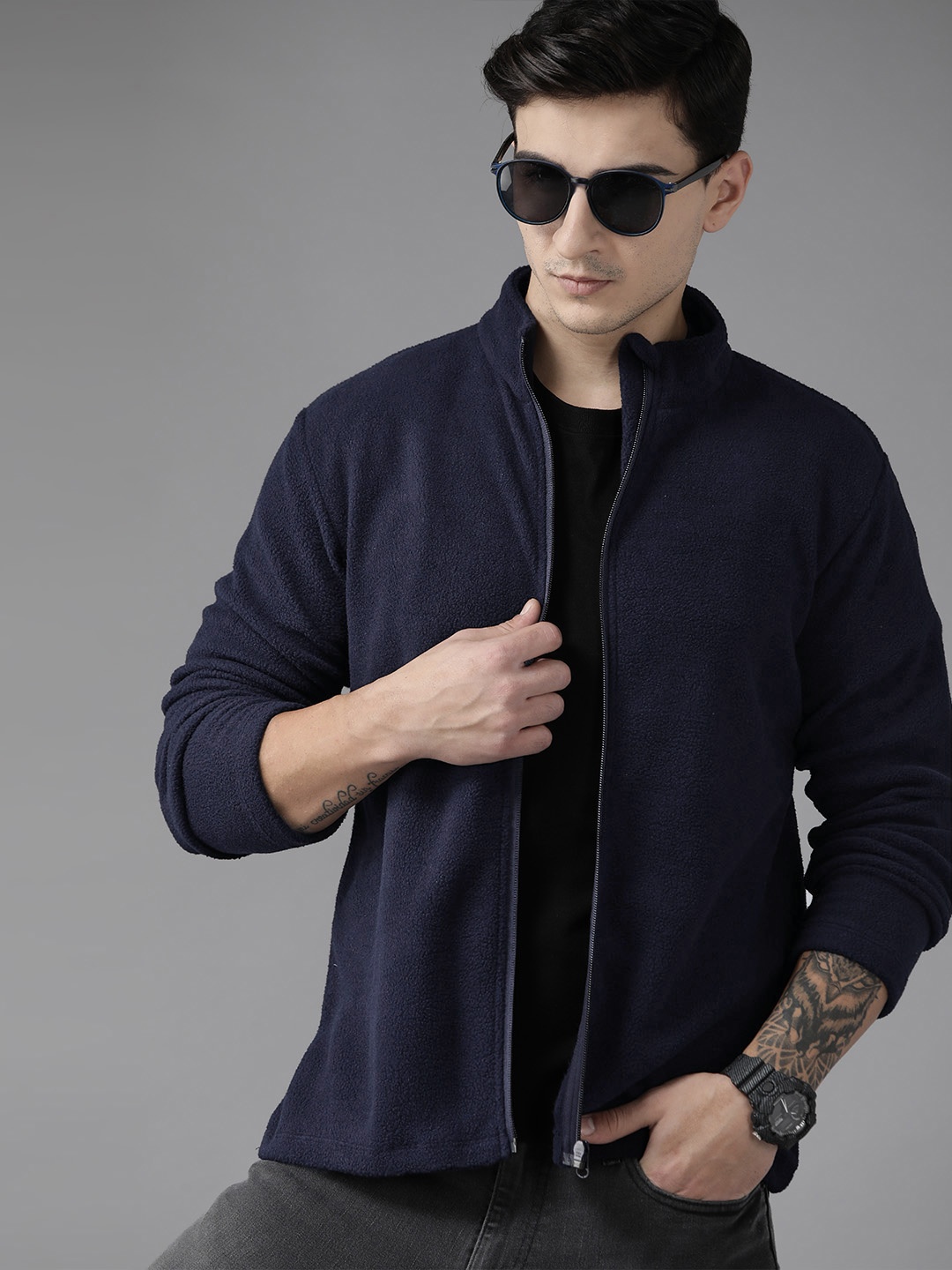 

The Roadster Lifestyle Co. Solid Fleece Sweatshirt, Navy blue