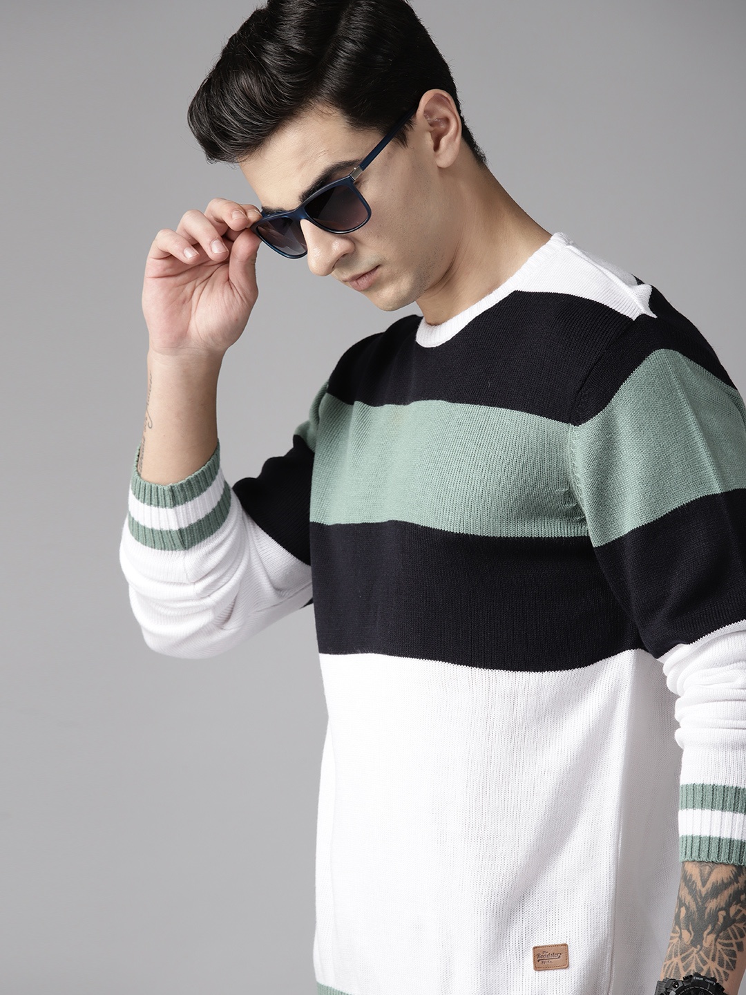 

The Roadster Lifestyle Co. Acrylic Striped Pullover, White