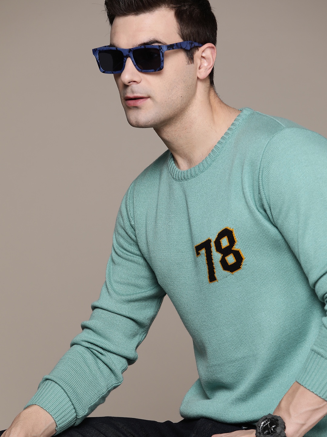 

The Roadster Lifestyle Co. Alphanumeric Detail Acrylic Pullover, Blue