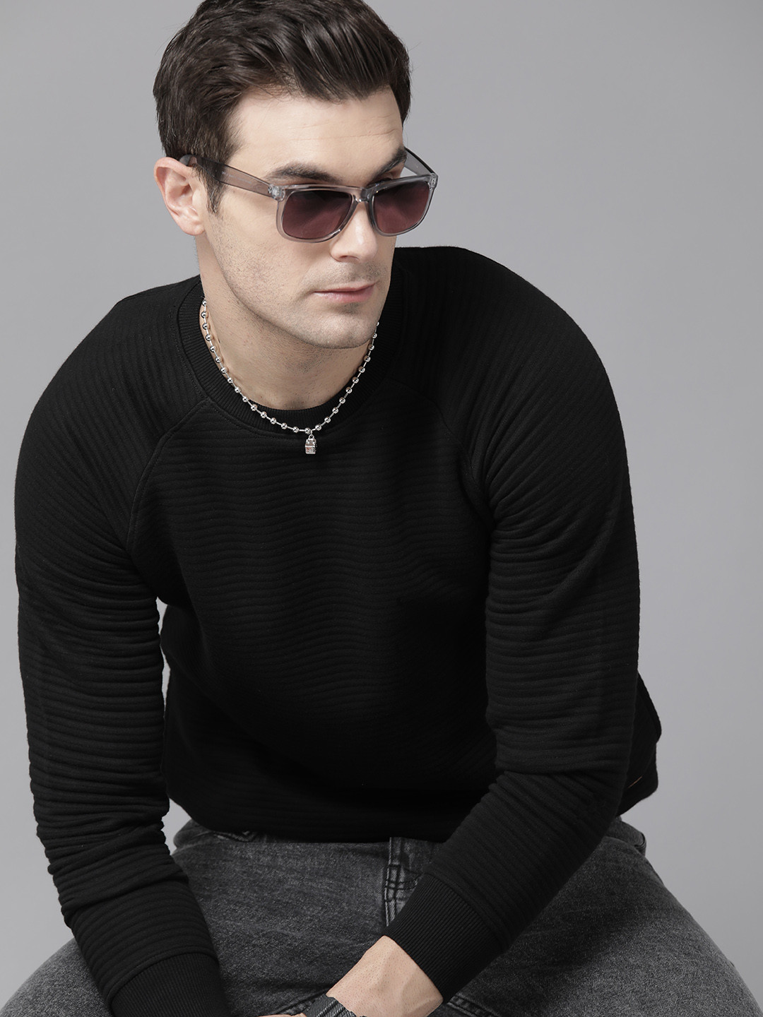 

The Roadster Lifestyle Co. Ribbed Sweatshirt, Black
