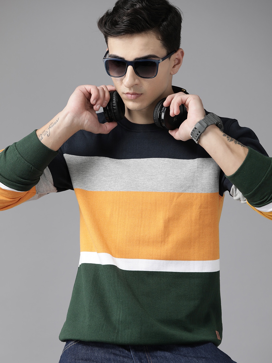 

The Roadster Lifestyle Co. Colourblocked Sweatshirt, Navy blue