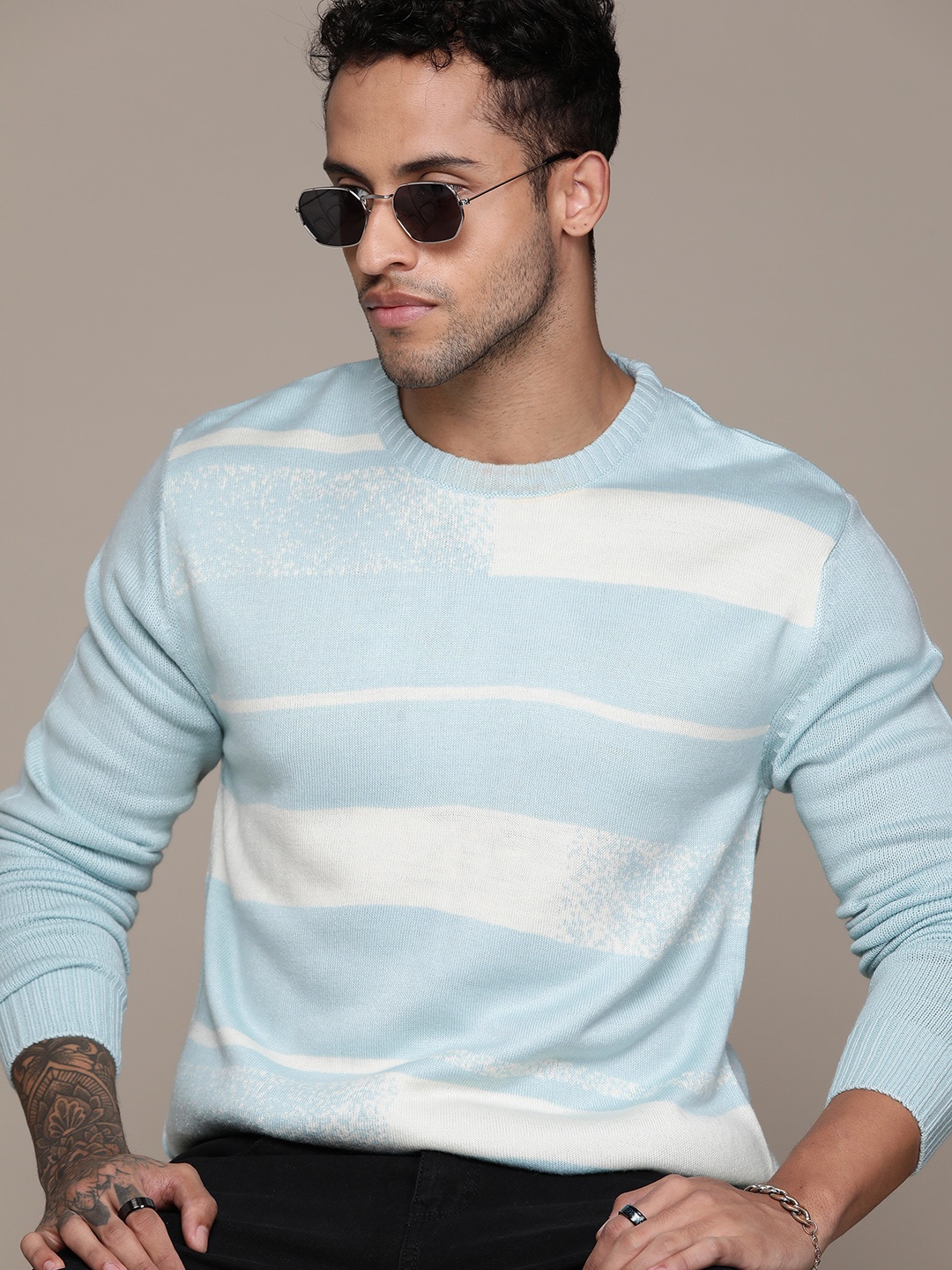 

The Roadster Lifestyle Co. Striped Acrylic Pullover, Blue