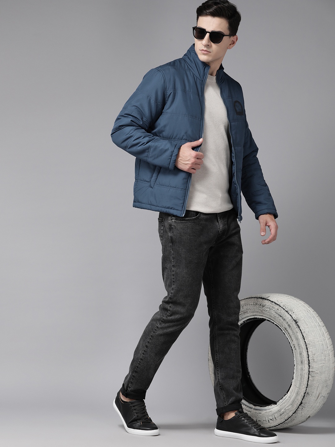 

The Roadster Lifestyle Co. Applique Detail Padded Jacket, Teal